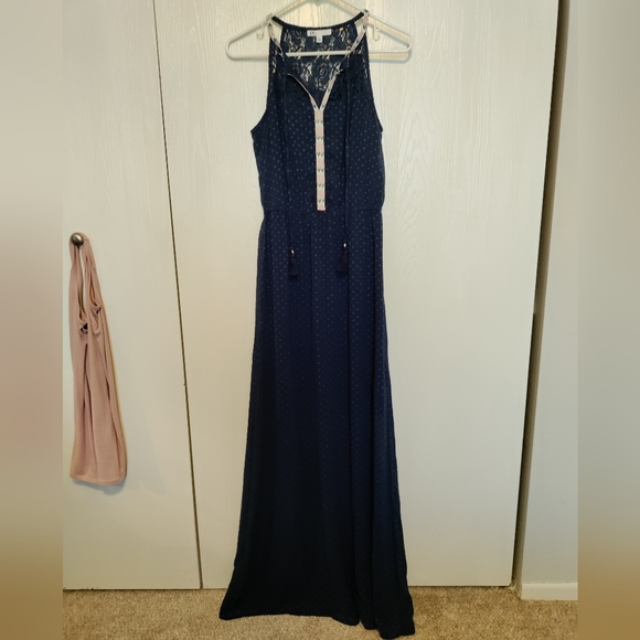 DR2 navy clip dot maxi dress - Picture 1 of 12